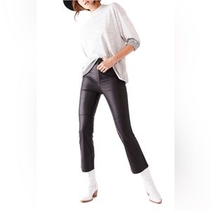 Free People Sasha Black Crop Faux Leather Pants Size 10